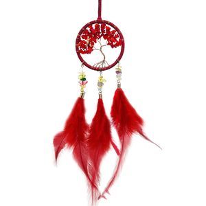 Red Mini Dream Catcher For Car, Handmade Tree Of Life With Feathers Small🖐